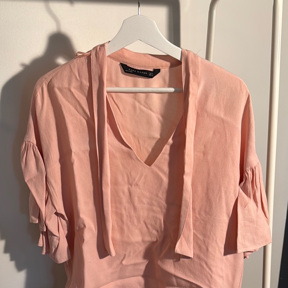 Zara Pink 3/4 Sleeve Sailor Collar Blouse